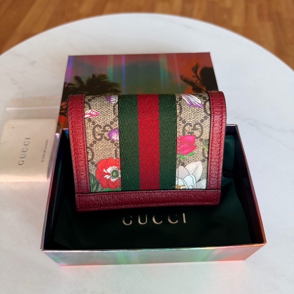 Gucci GG Supreme Mini Wallet Ophidia Floral Print / Web Stripe / New / Full Set - Picture 4 of 16